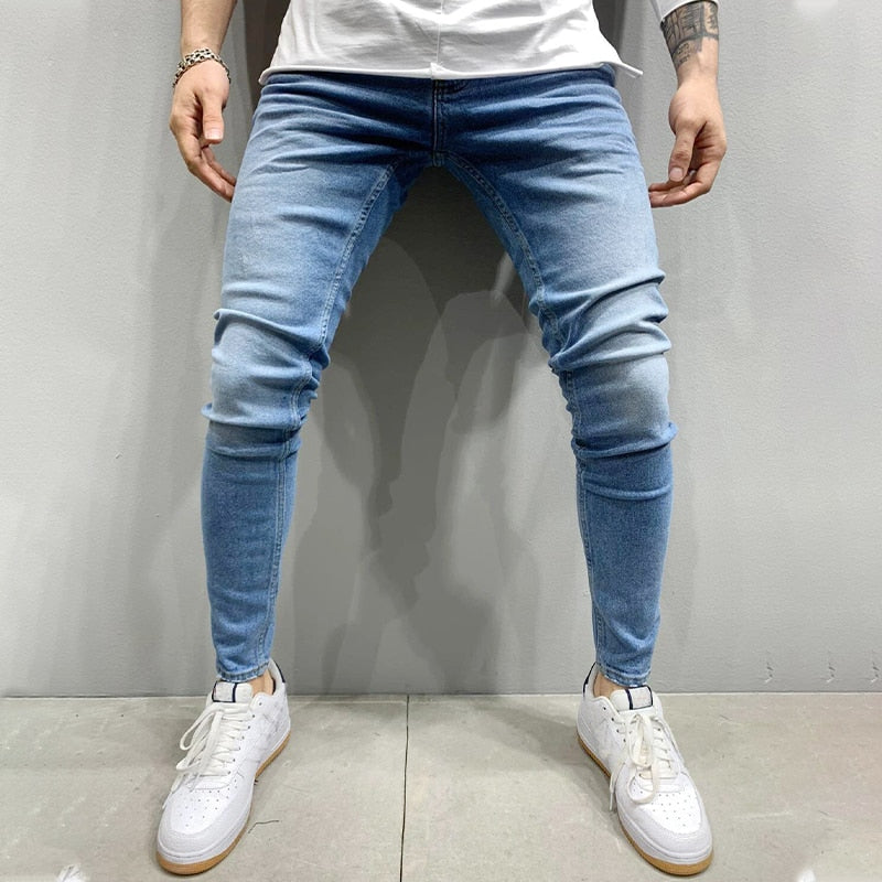 2023 New Men&#39;s Stretchy SKinny Jeans Solid Color Slim Fit Casual Pants Fashion Mens Designer Clothes Streetwear Denim Trousers