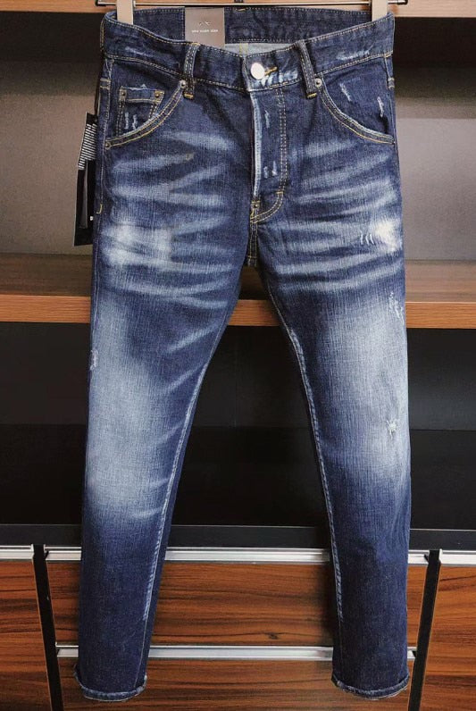 Men Skinny Stretch Black Jeans Luxury Brand Quality Men Classic Blue Denim Pants Men Street Slim Fit Ripped Jeans Size 28-38