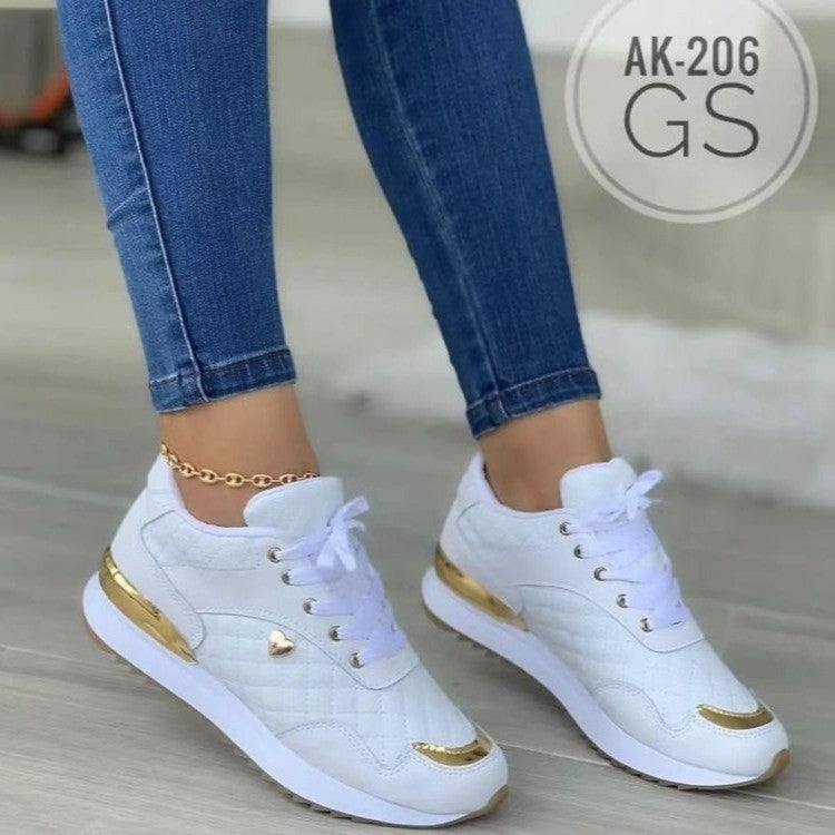 Sneakers 2023 Trend Fashion Breathable Leather Wedge Vulcanized Shoes Design Casual Walking Comfort Fall Platform Women&#39;s Shoes