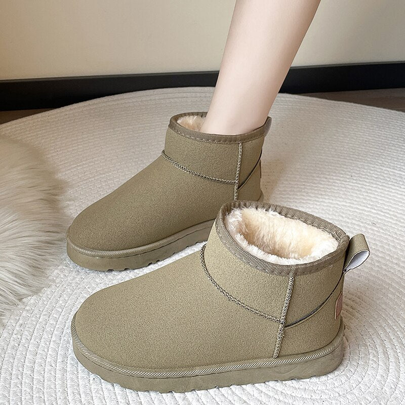 Winter New Plush Warm Short Snow Boots Women&#39;s Casual Flat Shoes 2023 Thick Soled Gothic Fashion Design Chelsea Women&#39;s Boots