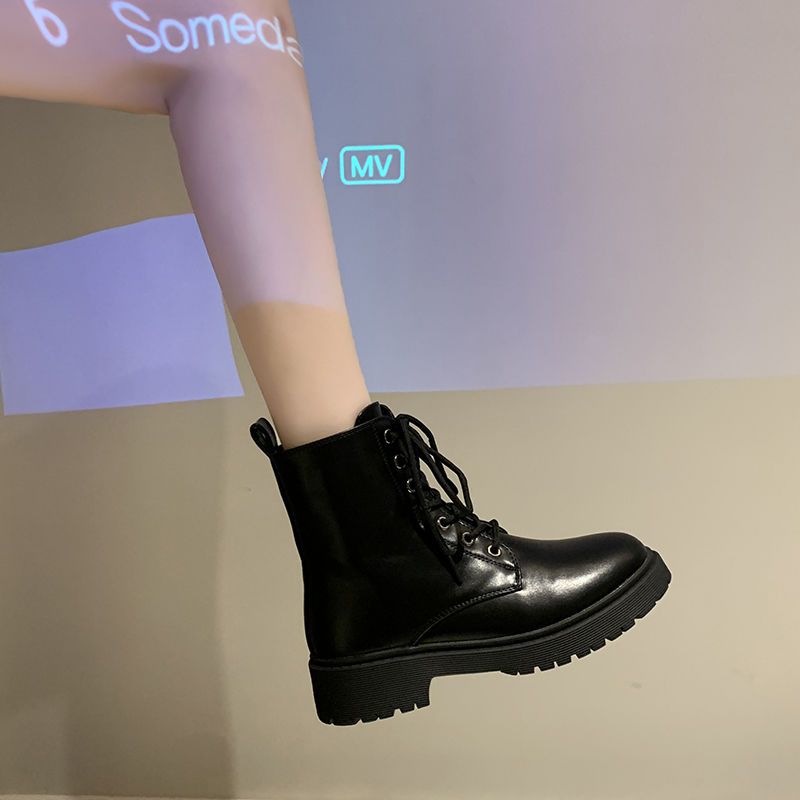 Autumn Black Handsome INS Martin Boots Women&#39;s British Style 2023 New Thin Casual Motorcycle Thick Heel Short Boots Trend