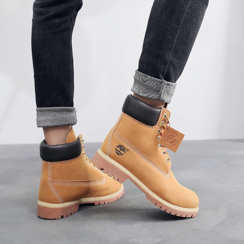 Men&#39;s Genuine Leather Ankle Boots Couple Shoes Casual Non-slip Thick Bottom Light Outdoor Wear-resistant Breathable Trend Winter