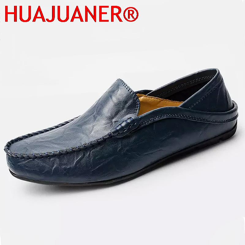 Men Loafers 2023 New Leather Shoes Men Casual Shoes Moccasins Breathable Sneakers Men Driving Shoes Comfort Flats Plus Size 46