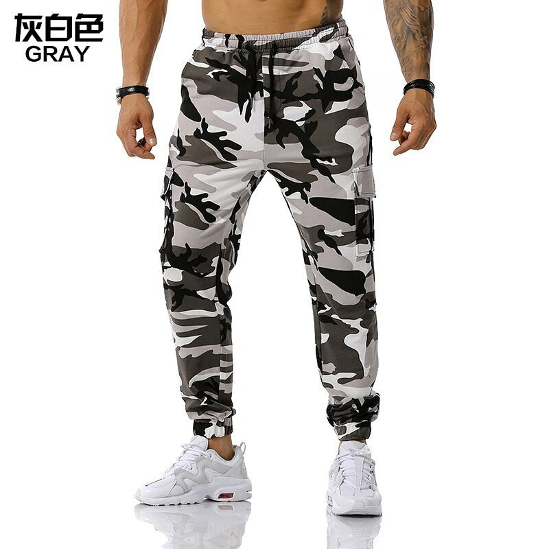 High Quality Men&#39;s Outdoor Sport Trouser Casual Cotton Camouflage Cargo Pants Elastic Waist Drawstring Military Tactical Pants