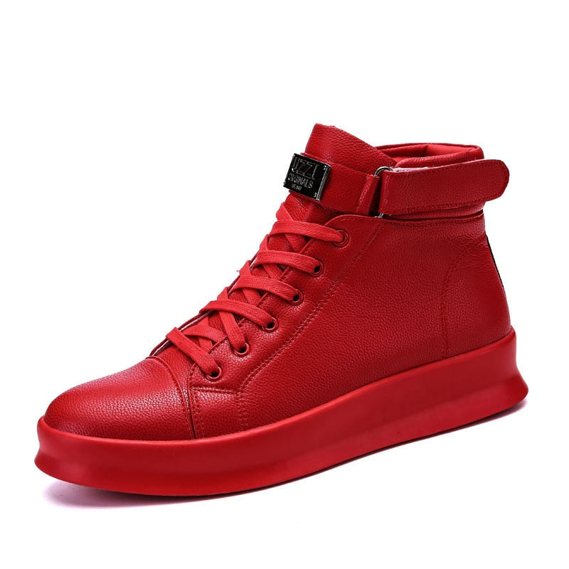 Hot Sale Fashion Red Sneakers Men Comfortable High top Skateboard Shoes Man Designer Platform Trainers Men Leather Sneakers 2022