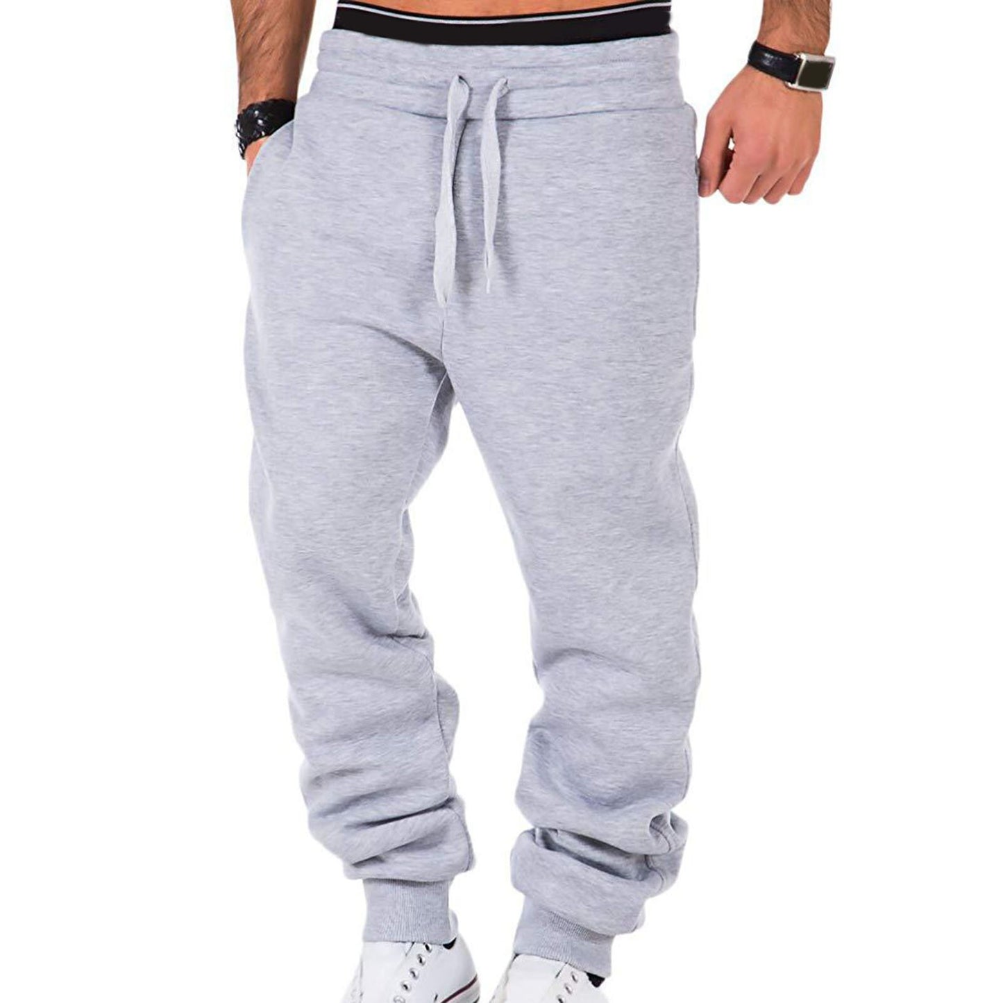 Men Sports Pants Warm Fitness Harem Pants Plush Lined Mid Elastic Waist Mens Casual Sweatpants Soft Jogging Pants pantalones