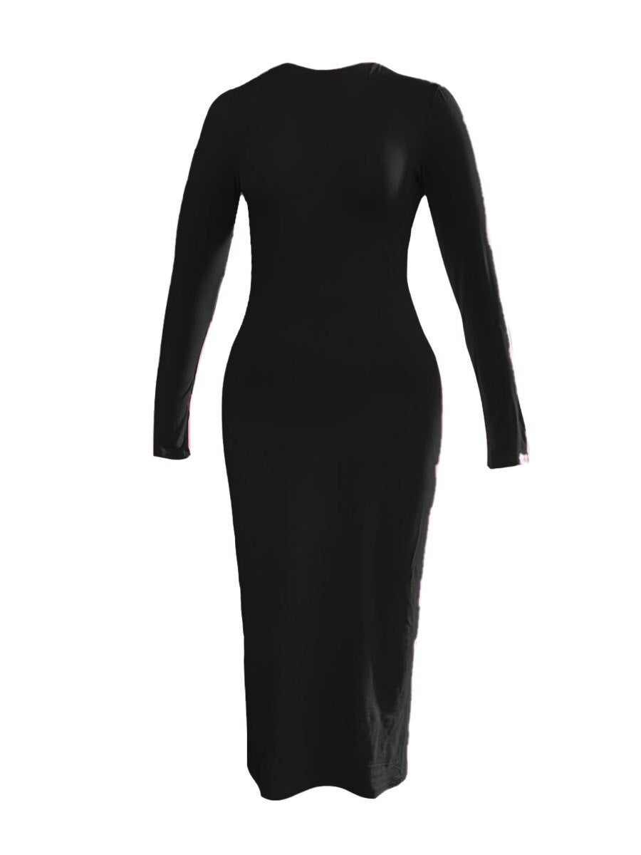 LW BASICS Plus Size Fashion Sexy Skims Dress Round Neck Bodycon Dress Evening Maxi Dress Women Party Club Ladies Bodycon Dress