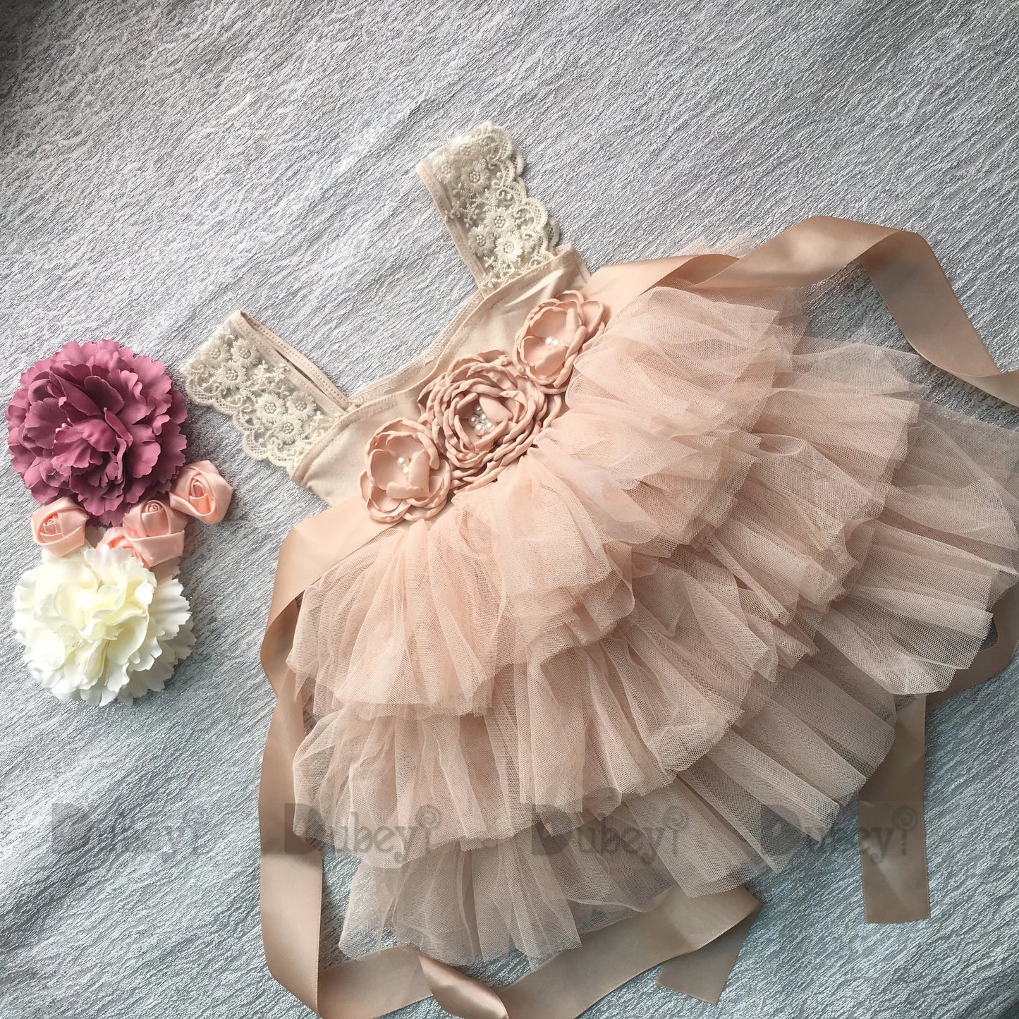 Baby Girl Birthday Party Dress Rhinestone Lace Straps Baby Girl Sleeveless Princess Tutus With Belt Kids Formal Costume