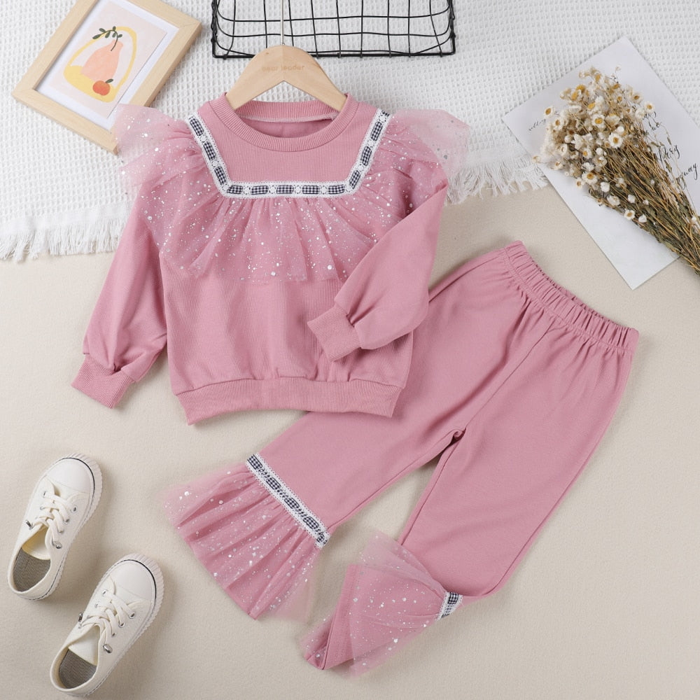 Bear Leader Girls Mesh Ruffles Dress 2023 New Fashion Princess Dress Casual Kids Lace Bowtie Outfit Long Sleeve Children Clothes