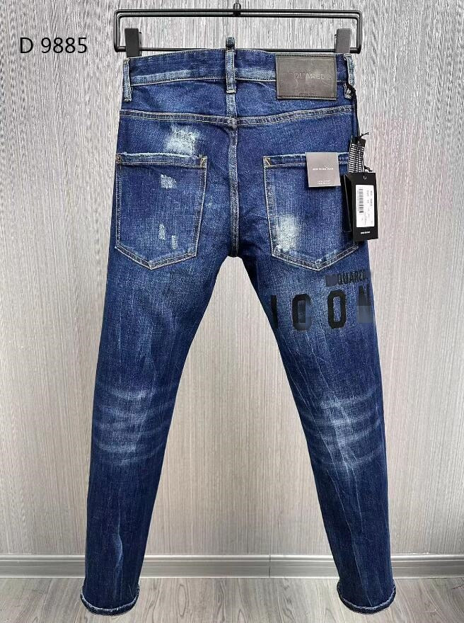 2023 selling New D9855 men and women premium cotton brand hole patch blue denim trousers and Jeans  ripped jeans