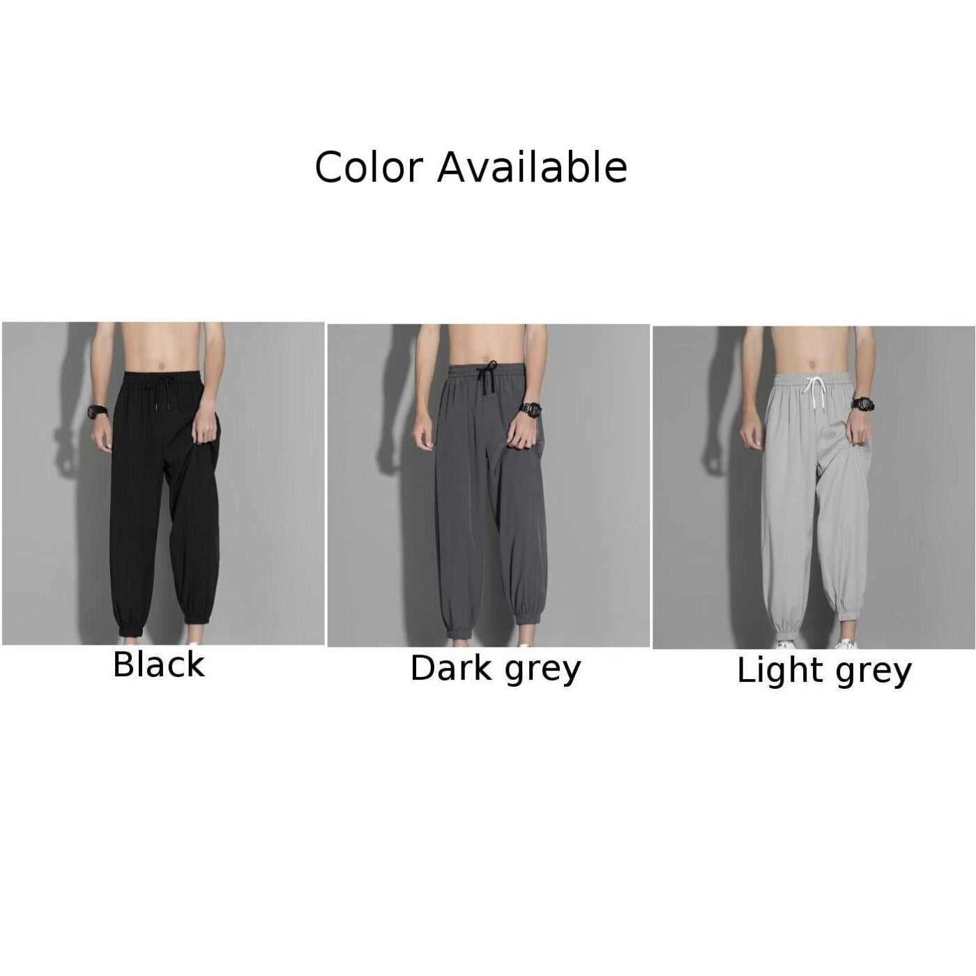 Mens Sweatpants Stretch Active Track Joggers Pockets Gym Workout Pants Trousers Ice Silk Leggings Solid Color Casual Men&#39;s Pants