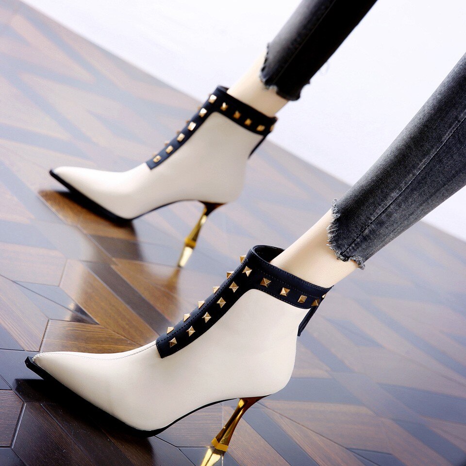 Pointed Toe Stiletto Fashion Boots Back Zipper New Women&#39;s Boots Gothic Women&#39;s Boots Sexy Heels Women Botines