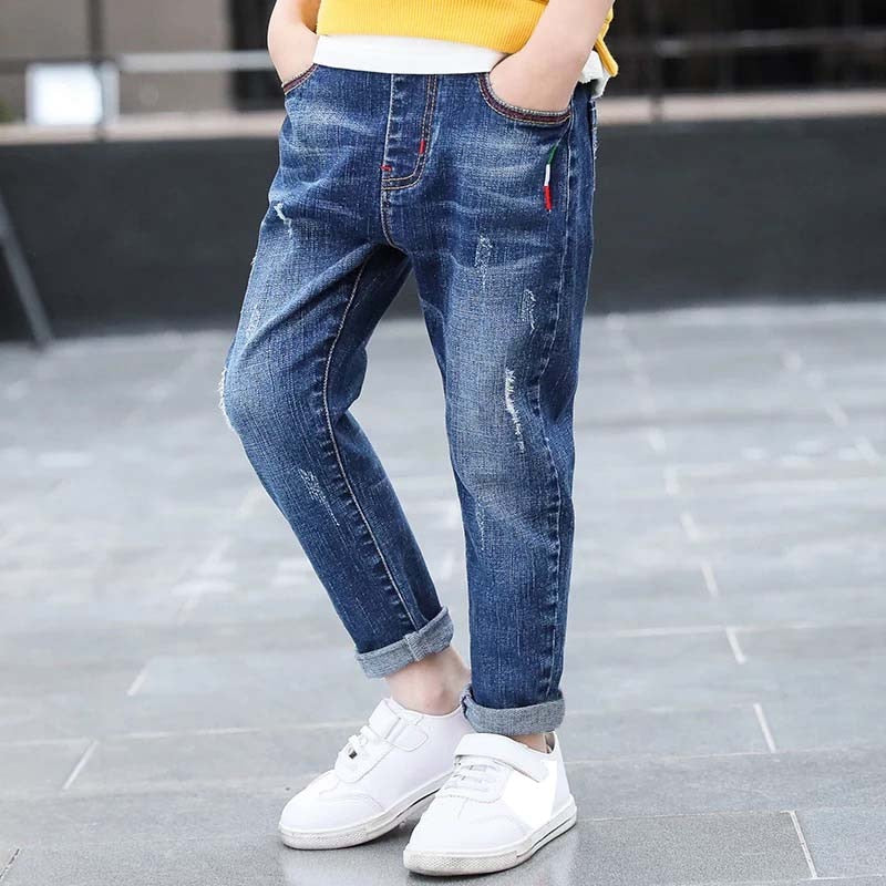 IENENS 5-13Y Kids Boys Clothes Skinny Jeans Classic Pants Children Denim Clothing Trend Long Bottoms Baby Boy Casual Trousers