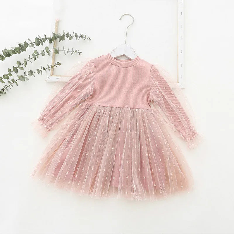 Melario Girls Dress Autumn Long Sleeve Rainbow Striped Princess Dresses for Girl Kids Dress Casual Children Clothing