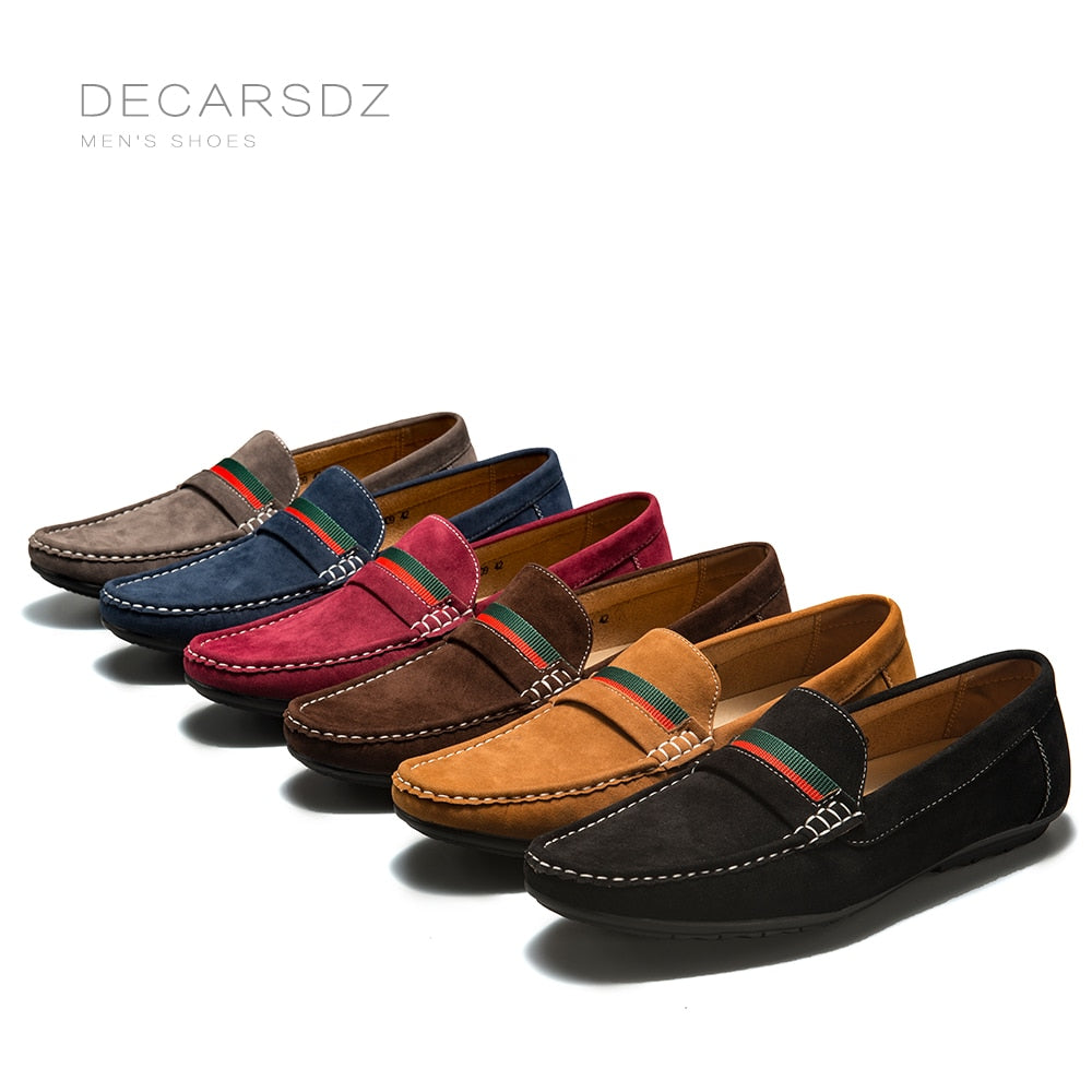 DECARSDZ Men Loafers Shoes 2023 Summer Shoes Man New Fashion Boat Footwear Soft Flat Comfy Flock Suede Leather Men Casual Shoes