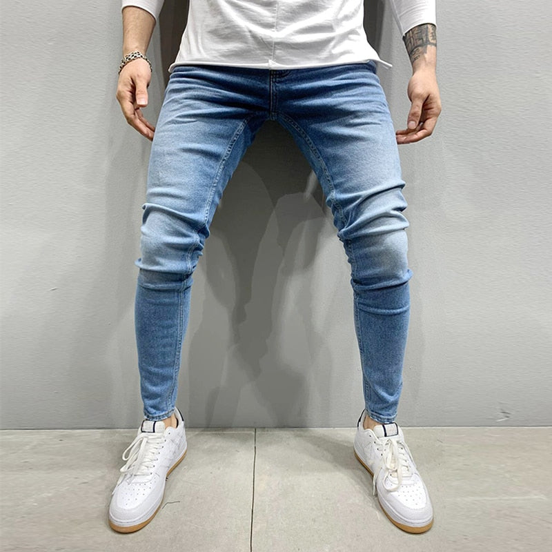 2023 New Men&#39;s Stretchy SKinny Jeans Solid Color Slim Fit Casual Pants Fashion Mens Designer Clothes Streetwear Denim Trousers