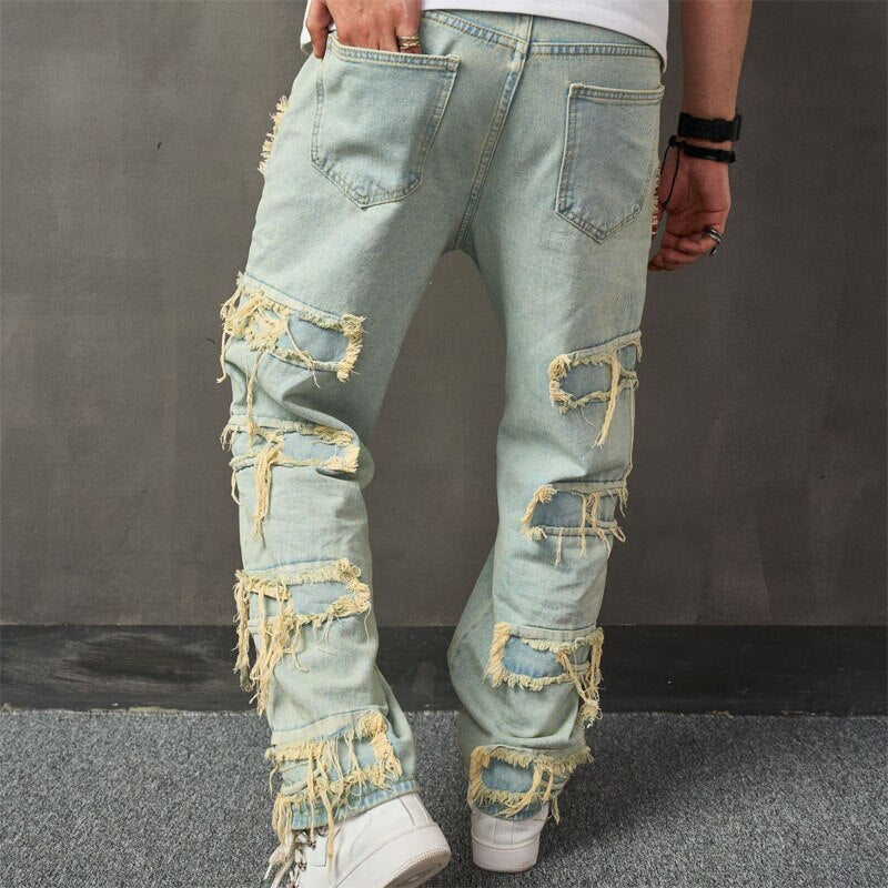 Men&#39;s Jeans Casual Loose Patchwork Jeans Hip Hop Punk Style Jeans Pants Play Skateboarding Street Personality Youth Jeans Pants