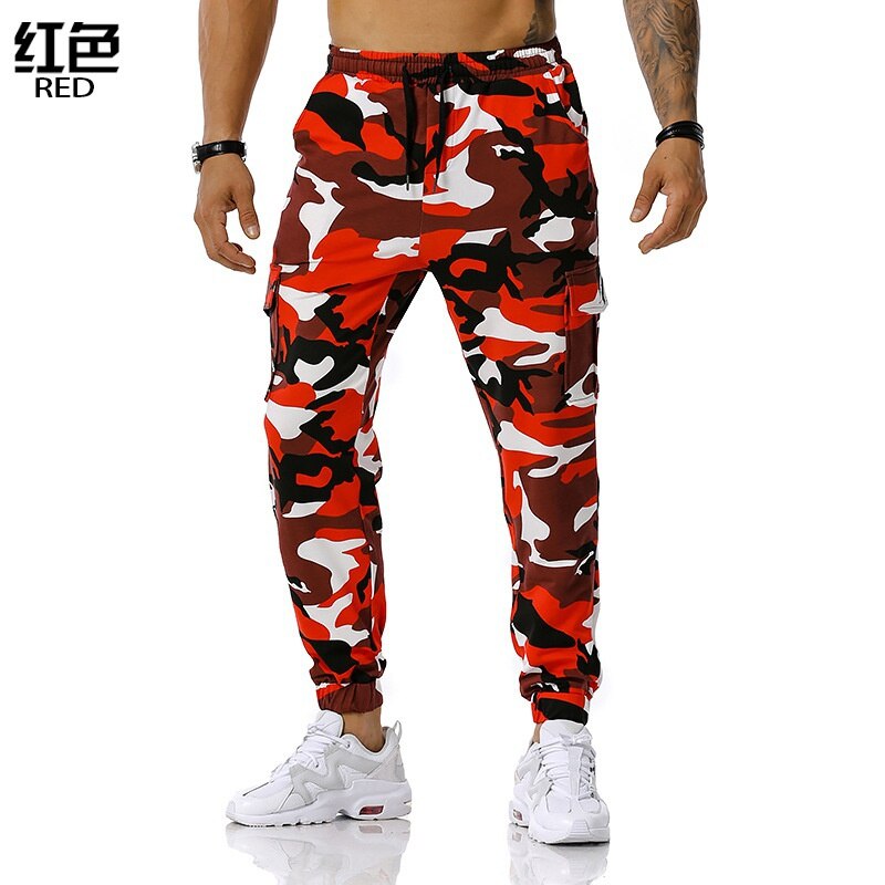 High Quality Men&#39;s Outdoor Sport Trouser Casual Cotton Camouflage Cargo Pants Elastic Waist Drawstring Military Tactical Pants