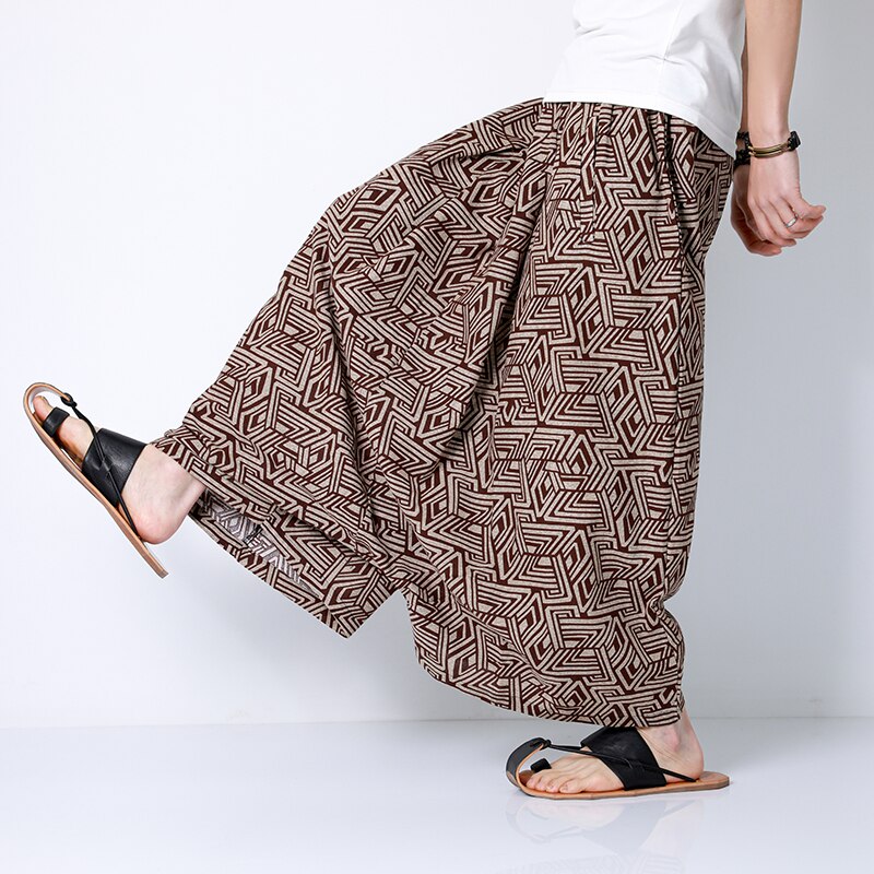 Chinese Style Pants Men Retro Casual Wide Leg Loose Crossover Pants  Cotton Linen New Men&#39;s Graphic Trousers Hip Hop Pants M-5XL