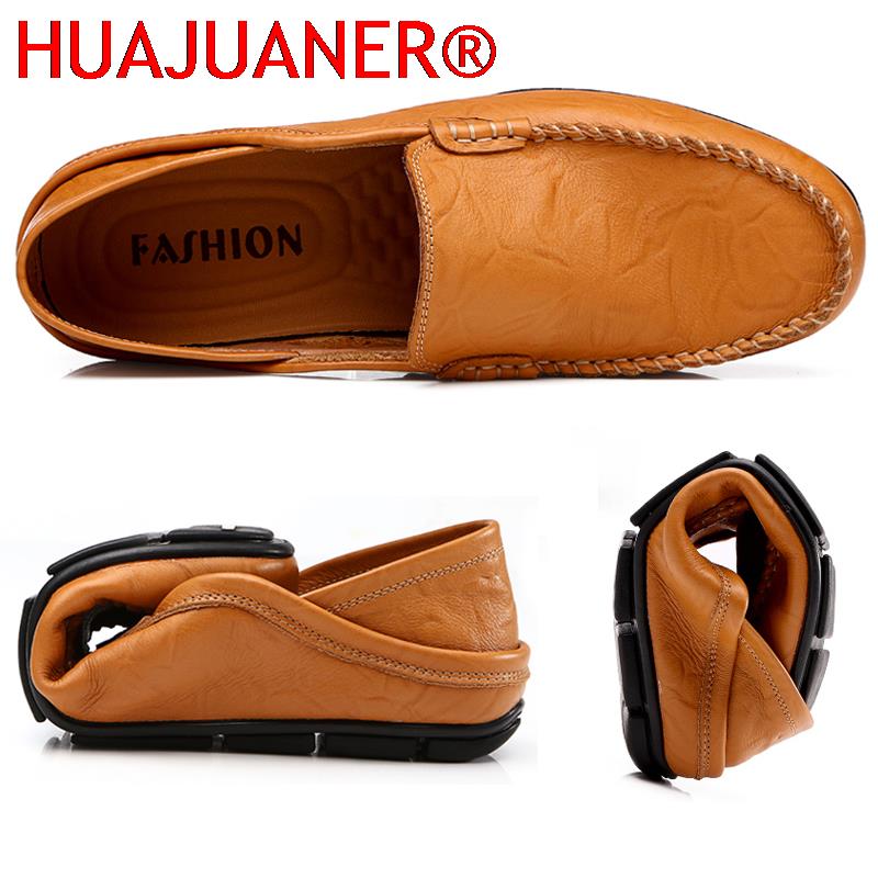 Men Loafers 2023 New Leather Shoes Men Casual Shoes Moccasins Breathable Sneakers Men Driving Shoes Comfort Flats Plus Size 46