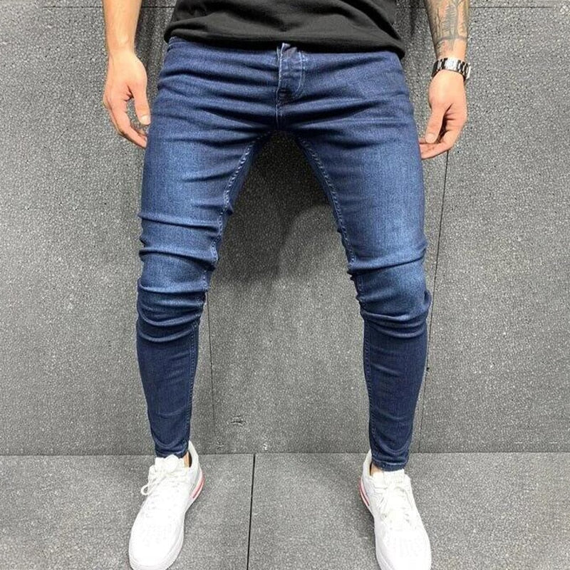 2023 New Men&#39;s Stretchy SKinny Jeans Solid Color Slim Fit Casual Pants Fashion Mens Designer Clothes Streetwear Denim Trousers