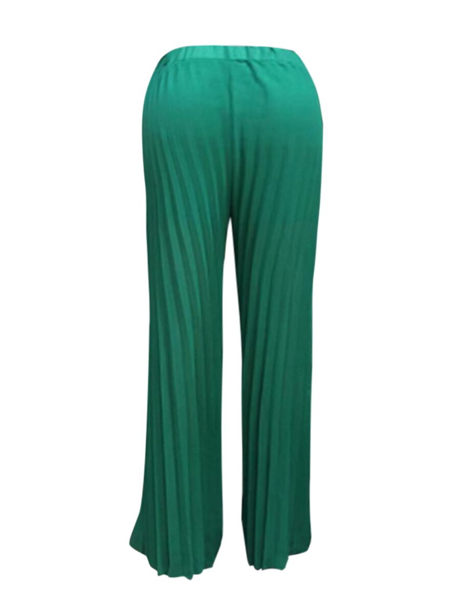 LW COTTON Wide Leg Pleated Stretchy Pants Women High Waist Dressy Work Business Casual Trousers Sweet Loose Ruched Streetwears