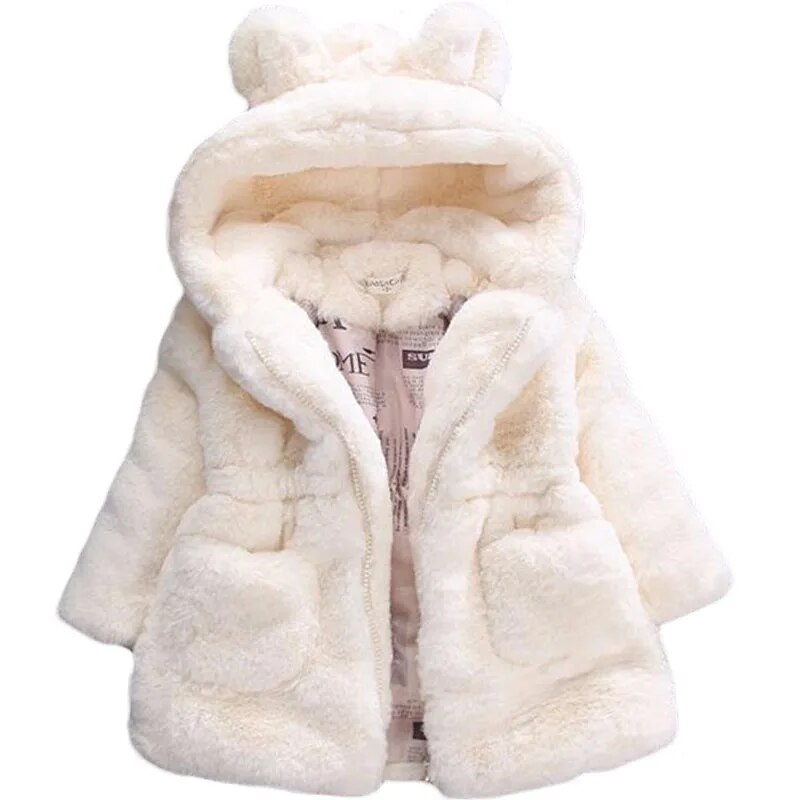 Bibihou Winter Baby toddlers Girls Faux Fur Fleece Coat Pageant Winter Warm Jacket Snowsuit Baby Outerwear Children Clothes