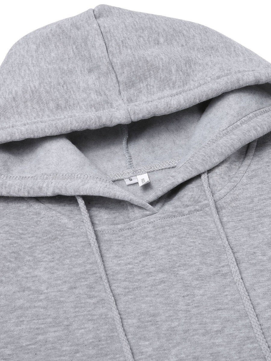 LW Plus Size Hooded Collar Kangaroo Pocket Dress Autumn Ladies Dress Hooded Warm Sweatshirt Camp Collar Casual Sports Dress