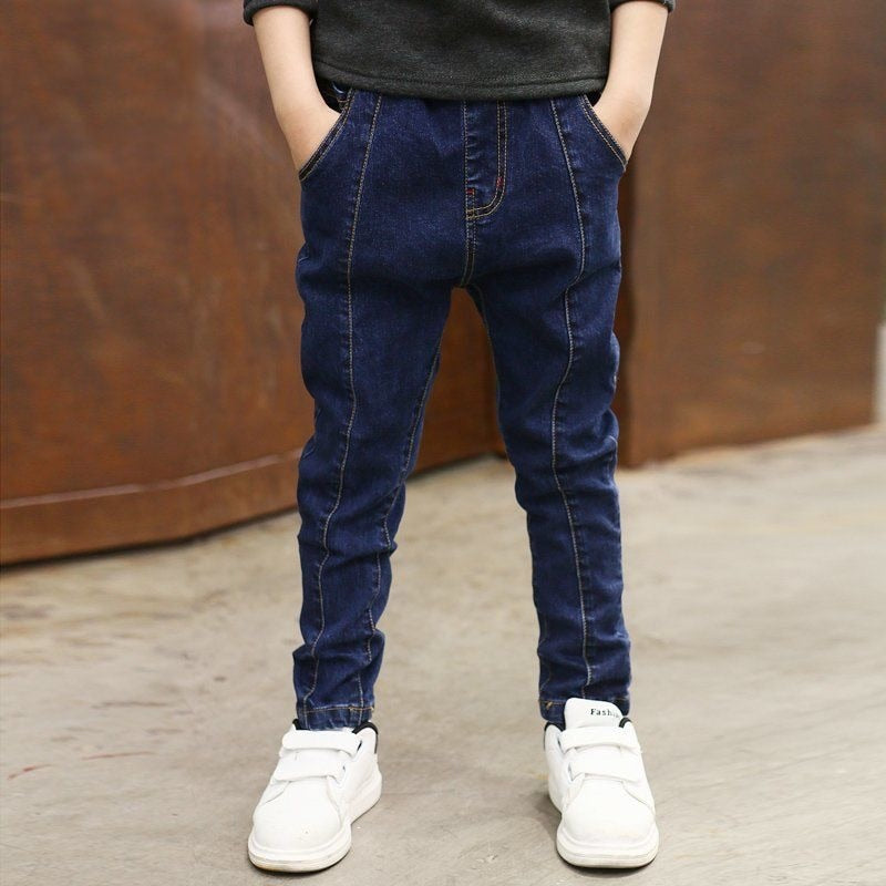 2023 New Teenage Boys Jeans  3-10 Years Spring Autumn Fashion Slim Thick Sport Trousers For Kids Children Handsome Casual Pants