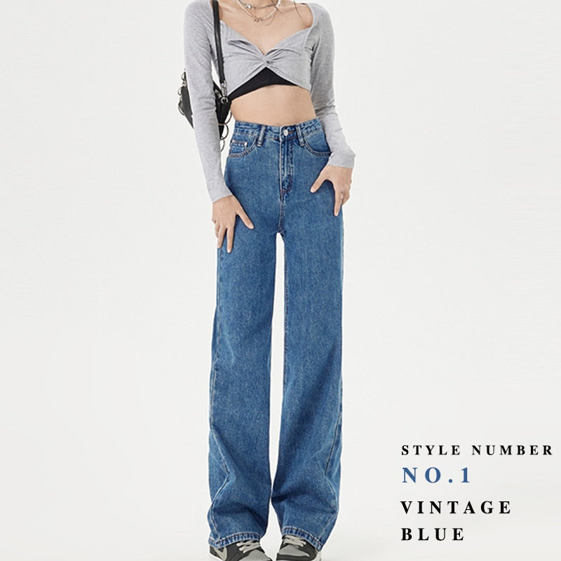 New Arrival Jeans Woman Trousers Y2k Vintage Blue Black High Waist Jeans Women Denim Pants Baggy Street Casual Jeans for Women