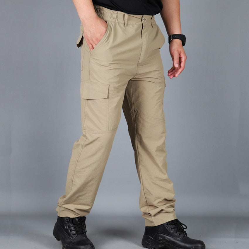 Summer Casual Lightweight Army Military Long Trousers Male Waterproof Quick Dry Cargo Camping Overalls Tactical Pants Breathable