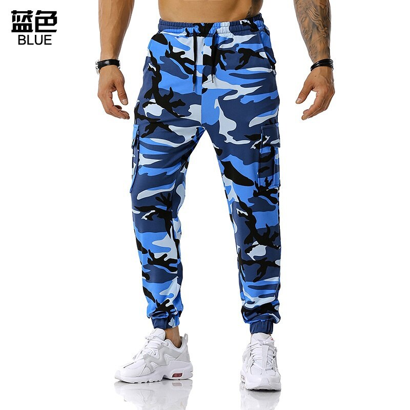 High Quality Men&#39;s Outdoor Sport Trouser Casual Cotton Camouflage Cargo Pants Elastic Waist Drawstring Military Tactical Pants