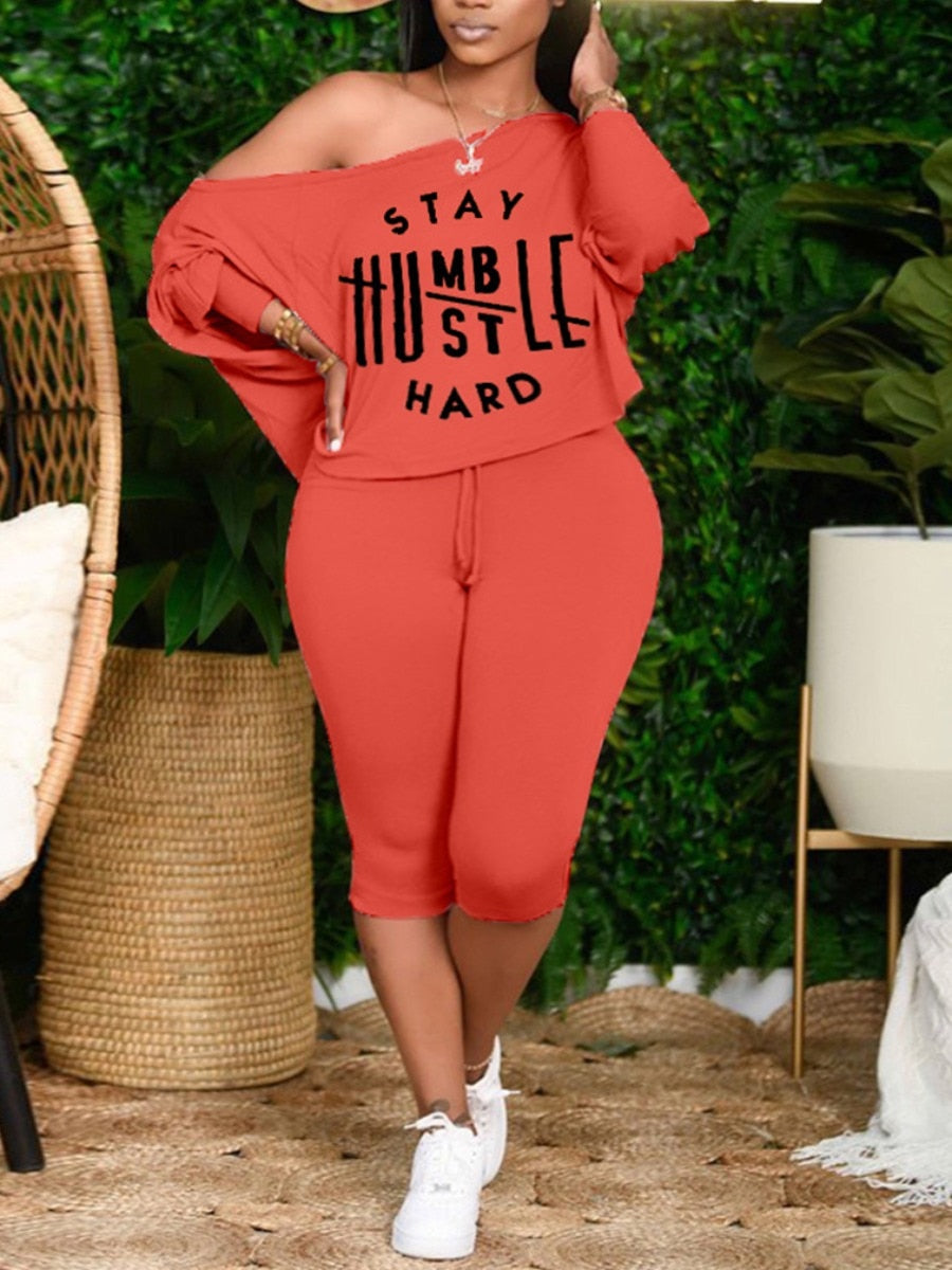 LW Plus Size two piece set Casual Batwing Sleeve Letter Print Black Two-piece Shorts Set 2023 New Fashion Female Sporty 2pcs set