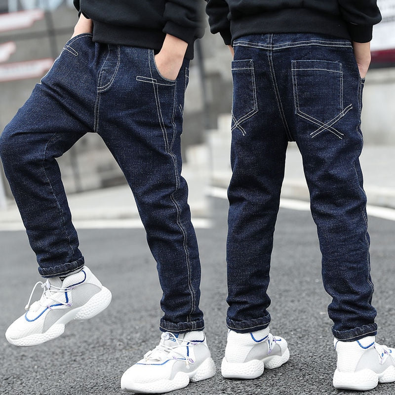 2023 New Teenage Boys Jeans  3-10 Years Spring Autumn Fashion Slim Thick Sport Trousers For Kids Children Handsome Casual Pants