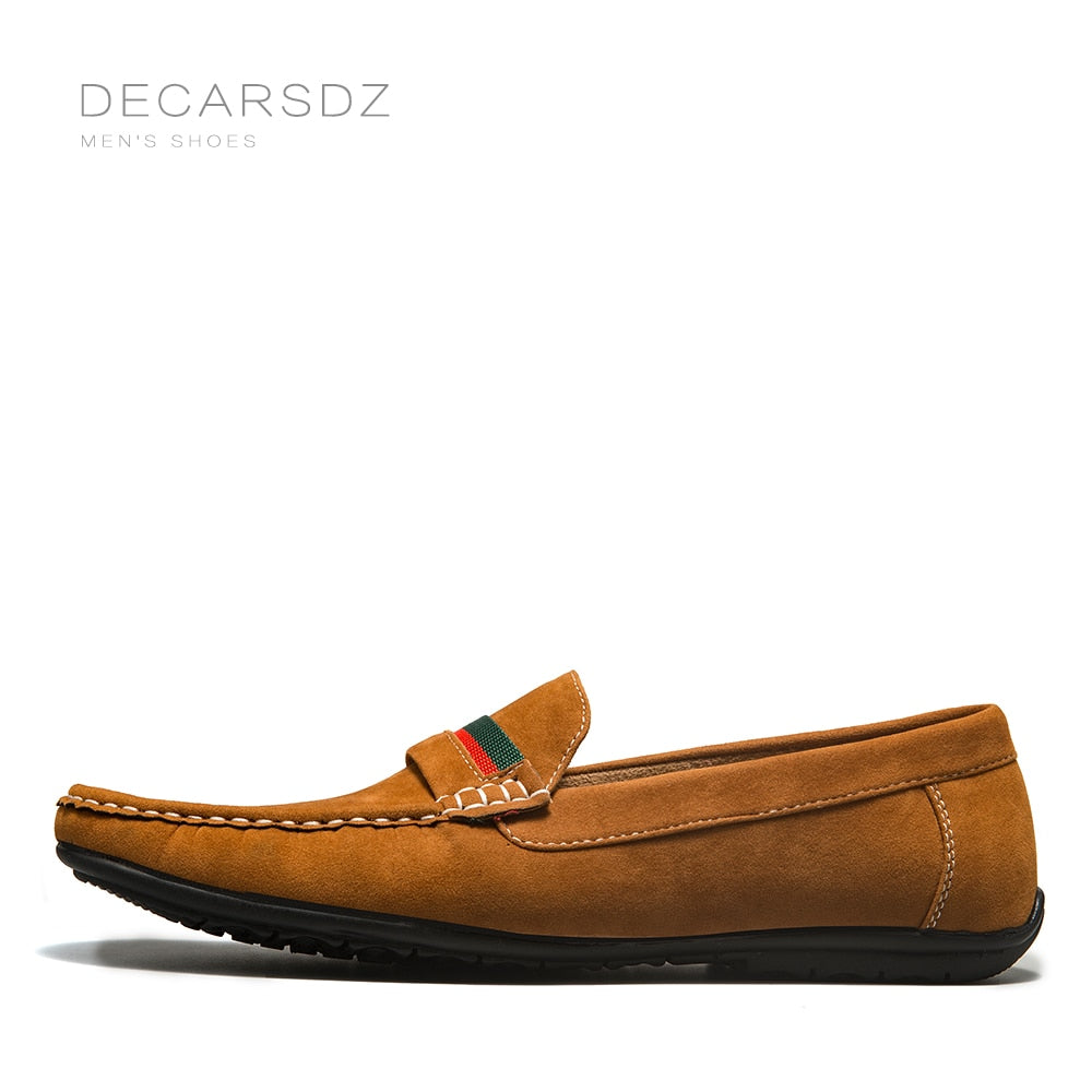 DECARSDZ Men Loafers Shoes 2023 Summer Shoes Man New Fashion Boat Footwear Soft Flat Comfy Flock Suede Leather Men Casual Shoes