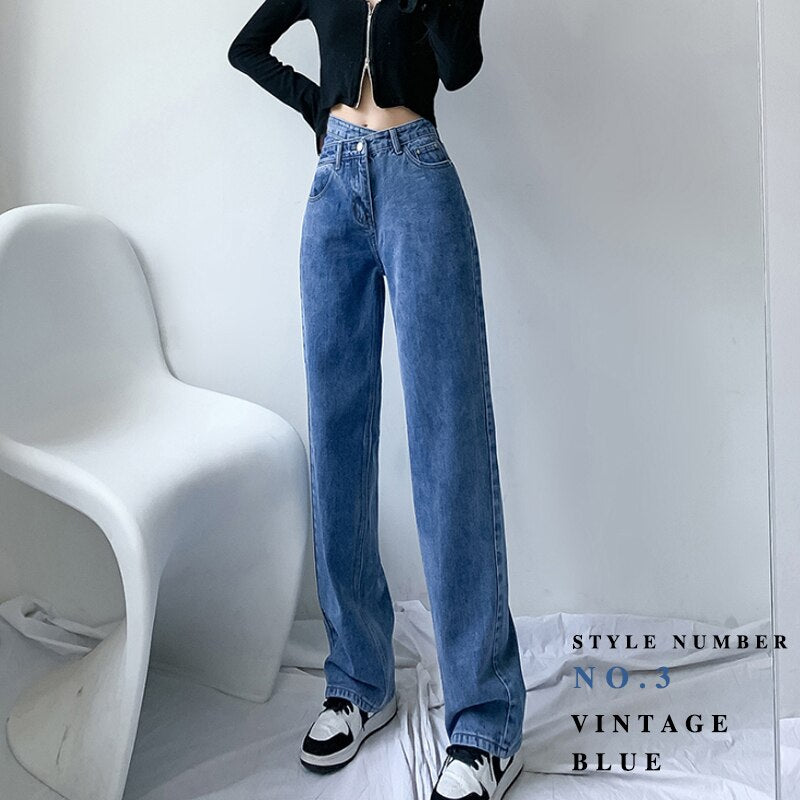 New Arrival Jeans Woman Trousers Y2k Vintage Blue Black High Waist Jeans Women Denim Pants Baggy Street Casual Jeans for Women