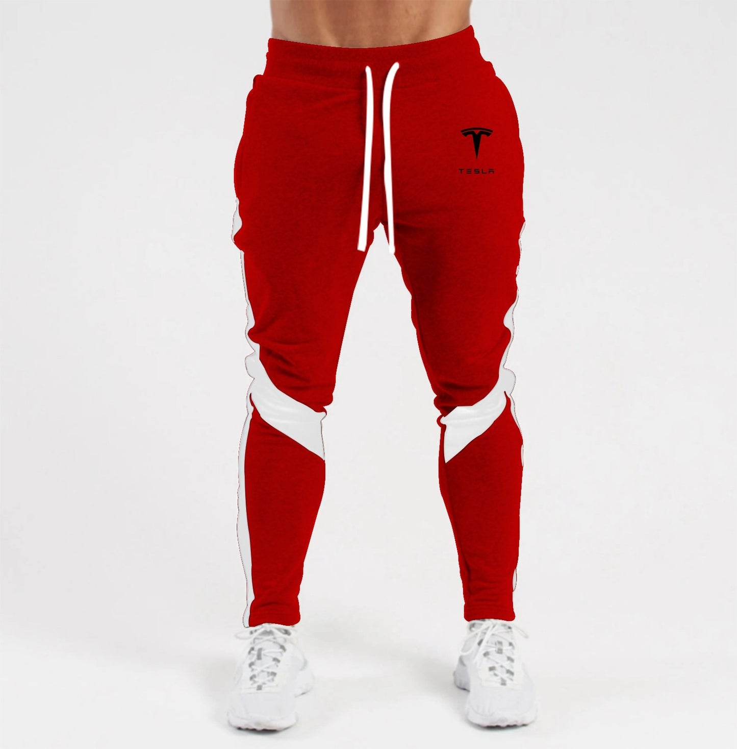 Mens Sports Joggers Casual Stitching Pants Fitness Tesla Sportswear Tracksuit Bottoms Skinny Sweatpants Gyms Track Pants