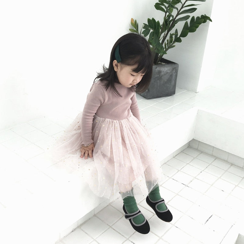 HoneyCherry New Girl Princess Dress Pentagram Long Sleeved Dress Baby Girl Clothes Kids Dresses For Girls