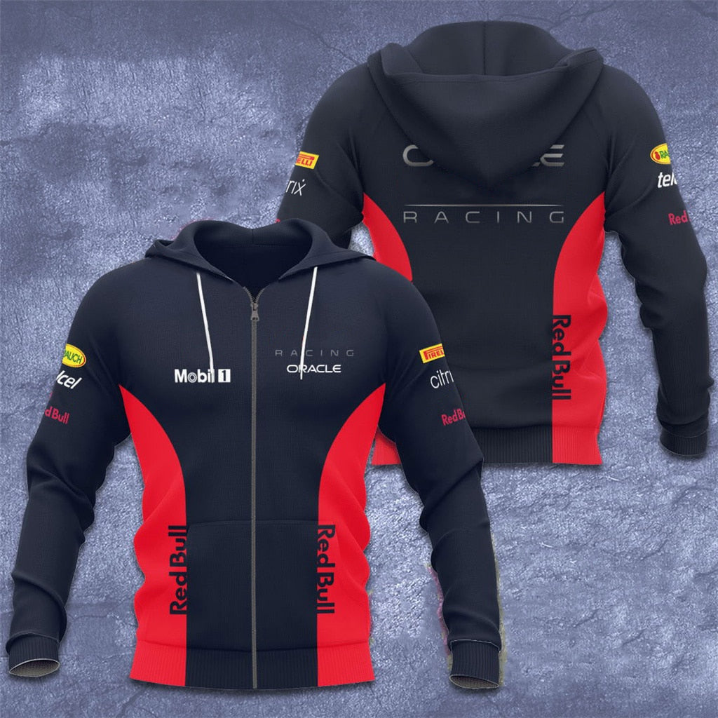 Spring and Autumn&#39;s Latest Hot Selling Formula One Racing Men&#39;s Sweatshirt 3D Red Print Road Racing Jacket Hoodie Casual Bull Pu