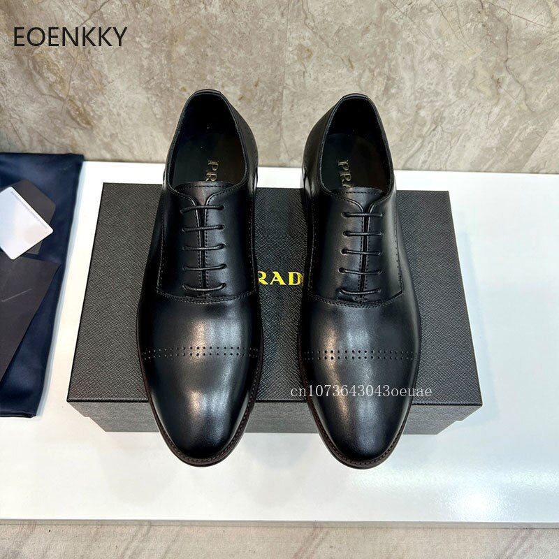 EOENKKY High-Quality Men&#39;s Shoes, Cowhide Rubber Outsole, British Style 1:1 Men&#39;s Fashionable Leather Shoes Formal Leather Shoes