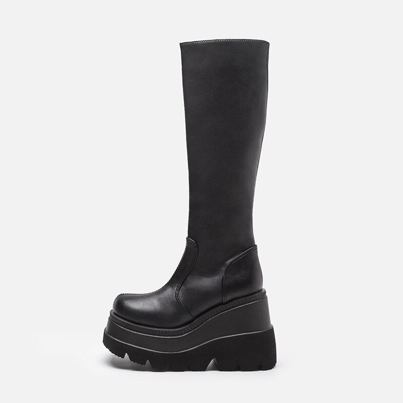 Winter Women&#39;s Shoes Size 43 Gothic Style Platform Boots Motorcycle Rider Boots But Knee Boots With A Thin Head Women&#39;s Boots