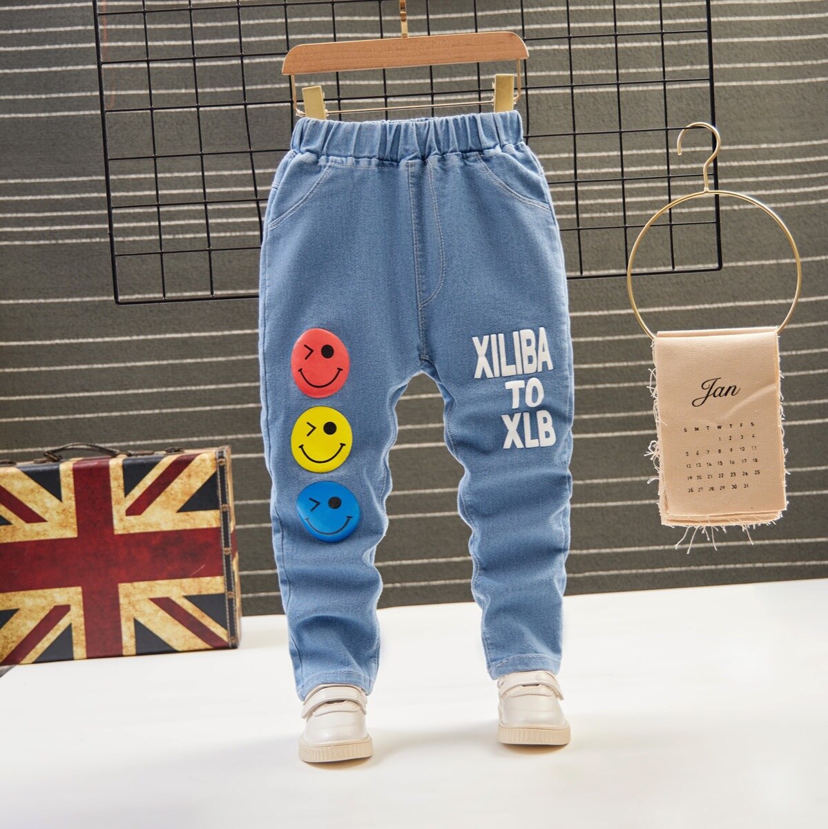 Kids Girls Denim Jeans Pants Spring Autumn Trousers Elastic Waistband Tassel Hem Bell-bottom Style Long Pants 90-130