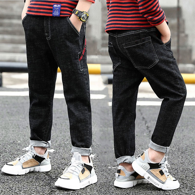 2023 New Teenage Boys Jeans  3-10 Years Spring Autumn Fashion Slim Thick Sport Trousers For Kids Children Handsome Casual Pants