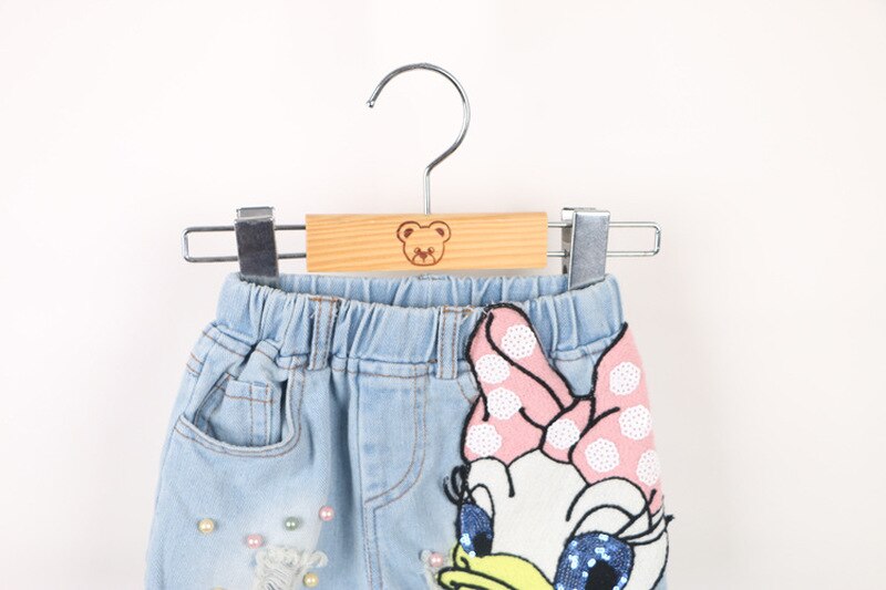 Summer Jeans for Toddler Girl Daisy Duck Pearl Broken Hole Teen Girls Denim Shorts Wholesale Clothing Fashion Little Kid Clothes