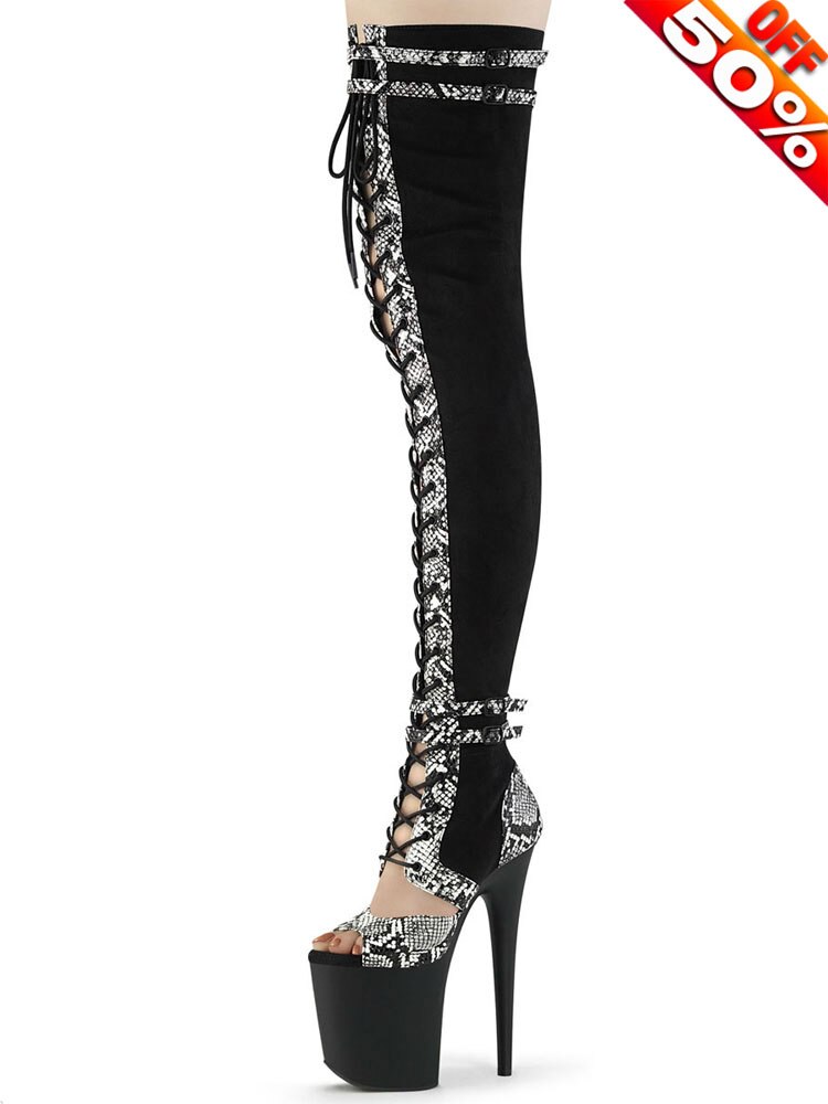 20cm Gothic Red Women&#39;s Exotic Dancer Thin Heels Platform Boots Nightclub Big Size Sexy Fetish Peep Toe Fashion Queen Catwalk