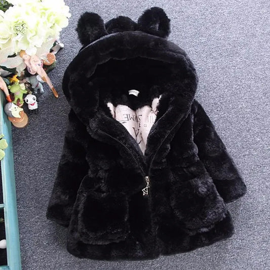 Bibihou Winter Baby toddlers Girls Faux Fur Fleece Coat Pageant Winter Warm Jacket Snowsuit Baby Outerwear Children Clothes