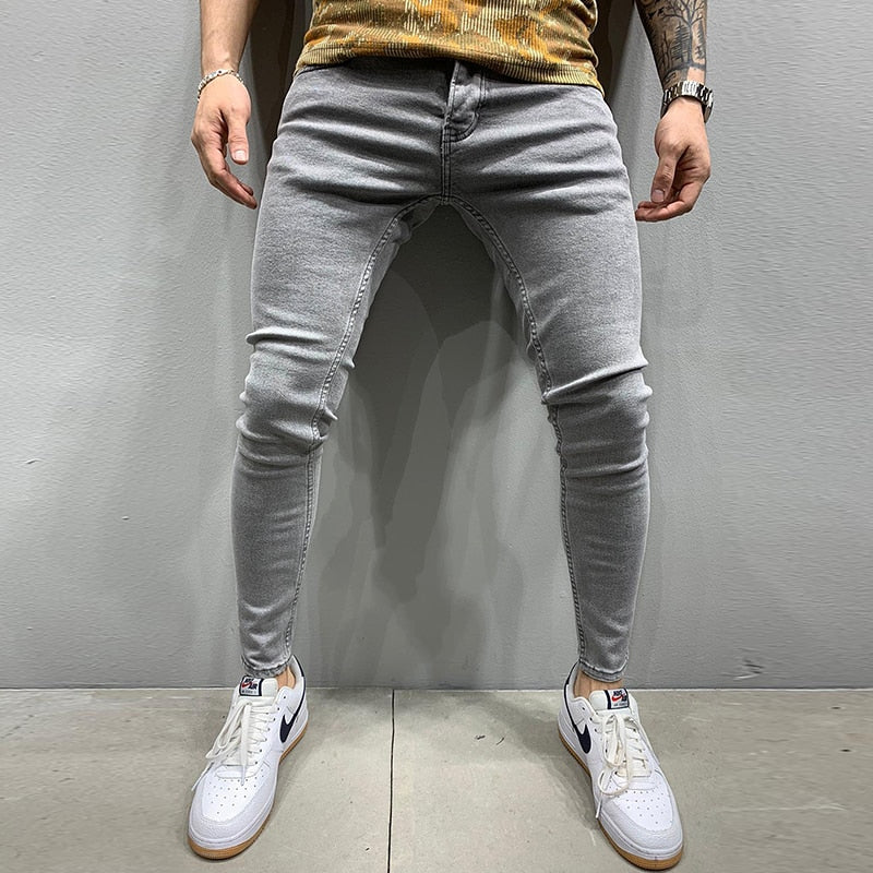 2023 New Men&#39;s Stretchy SKinny Jeans Solid Color Slim Fit Casual Pants Fashion Mens Designer Clothes Streetwear Denim Trousers