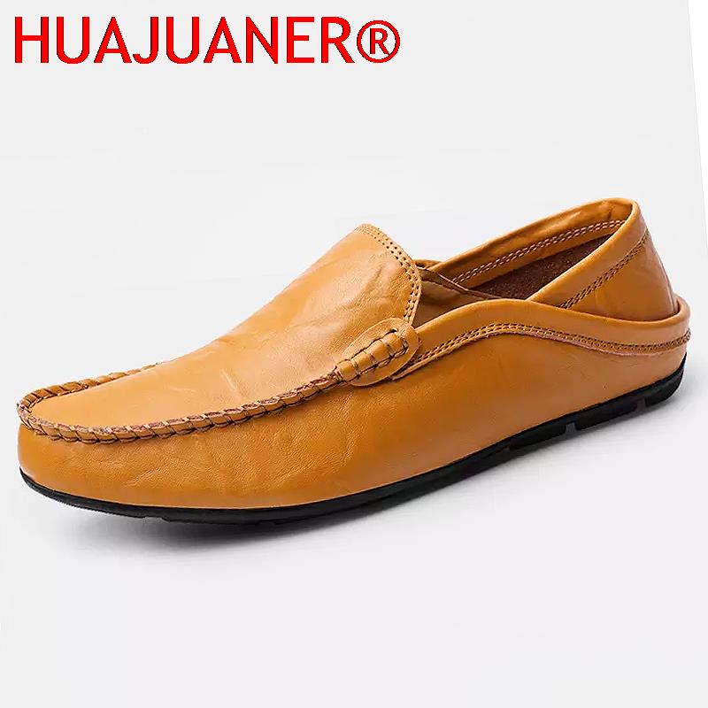 Men Loafers 2023 New Leather Shoes Men Casual Shoes Moccasins Breathable Sneakers Men Driving Shoes Comfort Flats Plus Size 46