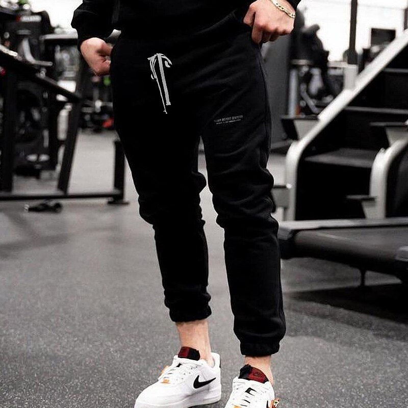 New Men&#39;s Gym Muscle Fitness Training Jogger Sports Pants Cotton Trousers Breathable Casual Health Sweatpants Male Trackpants