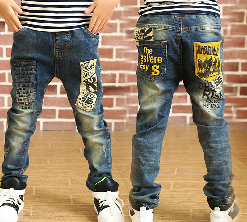 IENENS Boy Girls Trousers Skinny Jeans Elastic Waist Pants 4-13 Years Kids Boys Denim Clothing Clothes Sports Bottoms